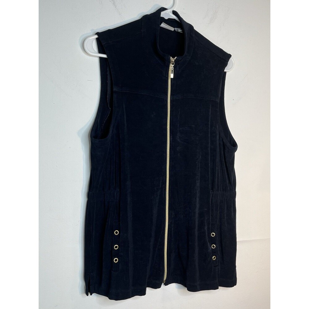 Chicos Womens 2 L Travelers Black Sleeveless Vest Zipper Top (15)